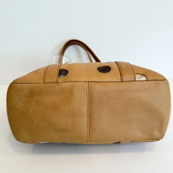 COACH Lunch Gallery Tote Limited Edition Caramel Leather with Polka Dots